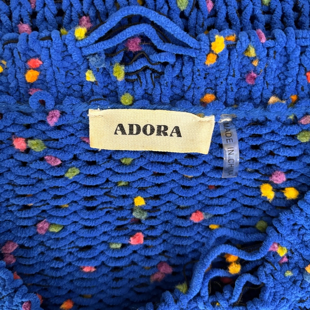 Adora Speckled Blue Super‎ Soft Knit Sweater Women Size Medium M Distressed Hem - Picture 11 of 13